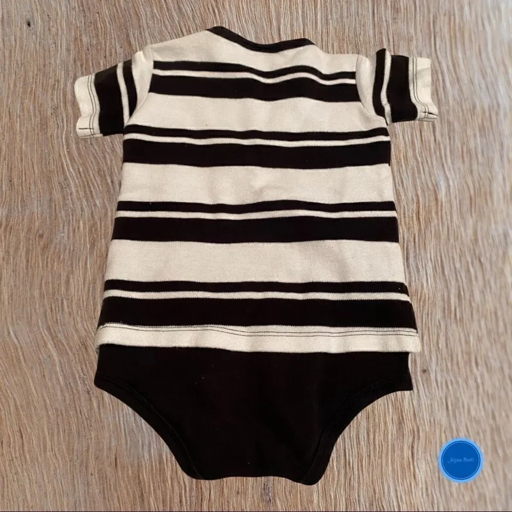 FLEUR de lis Dual Stripe Infant Tee Shirt One Piece